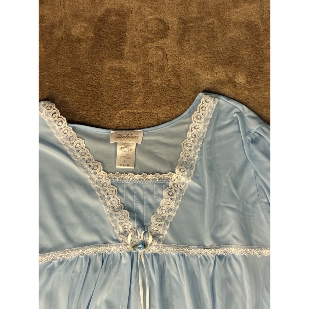 VTG Barbizon Women Nightgown Baby Blue 2X Dollette Coquette Grandmacore Ethereal - Picture 2 of 15